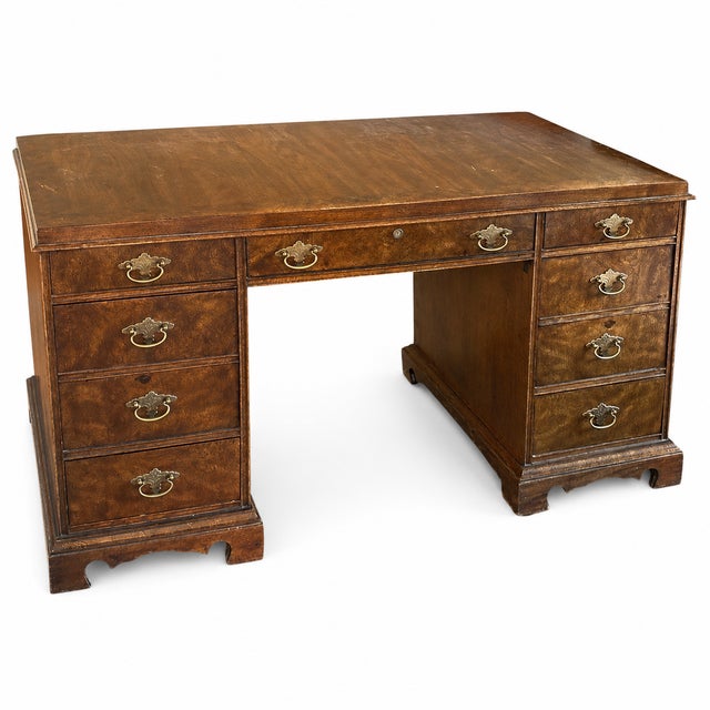 Brown National Mt. Airy Burlwood Campaign-Style Desk For Sale - Image 8 of 8