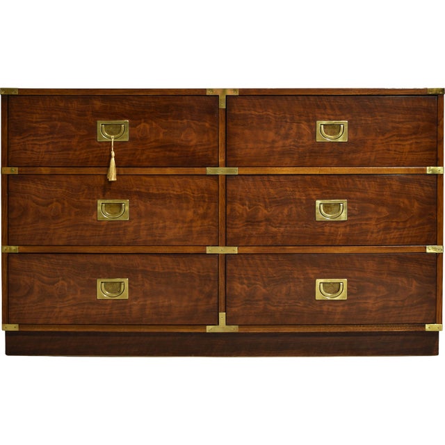 Mid Century Campaign Lowboy Dresser Brigade Collection by Drexel Heritage For Sale - Image 14 of 14