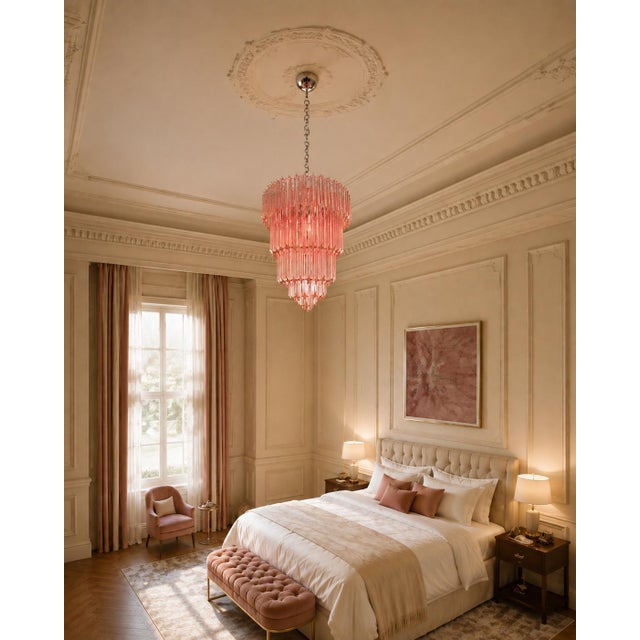 Pink Murano Glass Chandelier, 1980s For Sale - Image 3 of 18
