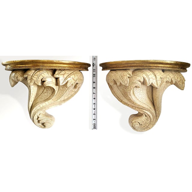 Corbel Wall Sconce Shelves - Extra-Large Pair Antique Style For Sale In Miami - Image 6 of 11