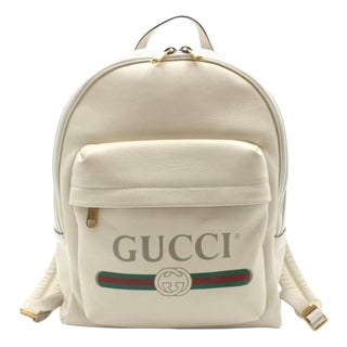 Gucci Logo Cripto Print Leather Ivory 100% Authentic W/ BOX! Unisex Backpack For Sale