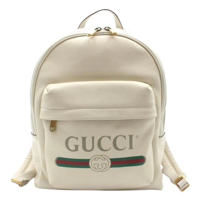 Gucci Logo Cripto Print Leather Ivory 100% Authentic W/ BOX! Unisex Backpack For Sale