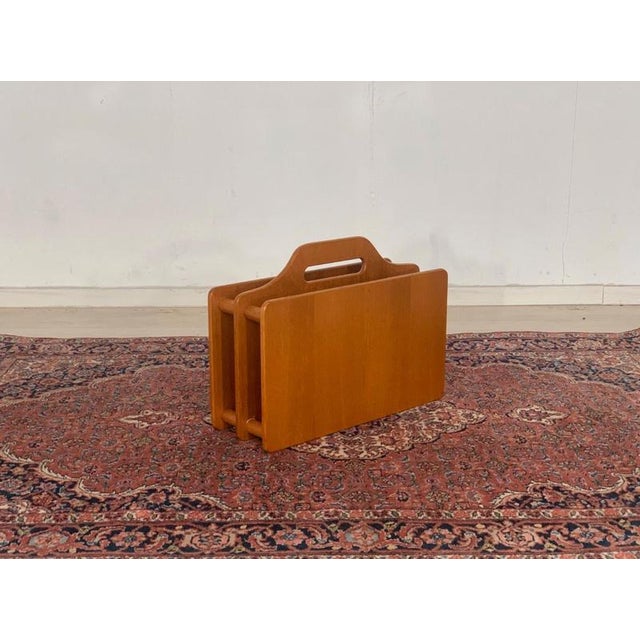 Vintage Teak Newspaper Rack For Sale - Image 4 of 4