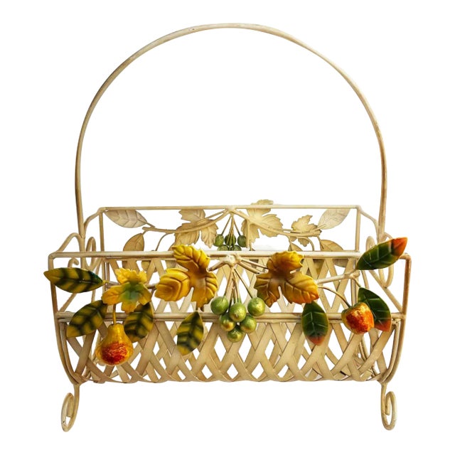 Italian Magazine Rack With Fruit Motif For Sale