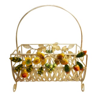 Vintage Italian Tole Magazine Rack For Sale