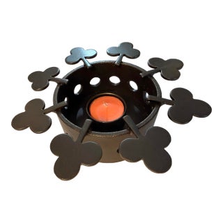 1970s Bertil Vallien for Boda Smide Brutalist Wrought Iron Clover Teapot Warmer - W/Original Box For Sale