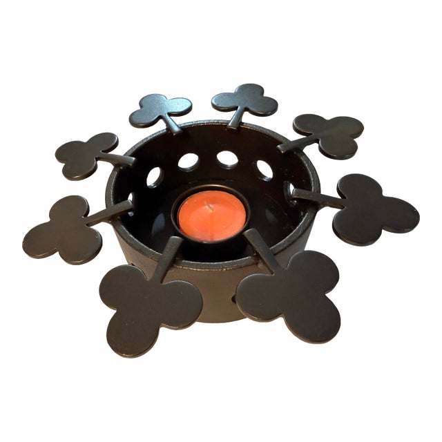 1970s Bertil Vallien for Boda Smide Brutalist Wrought Iron Clover Teapot Warmer - W/Original Box For Sale