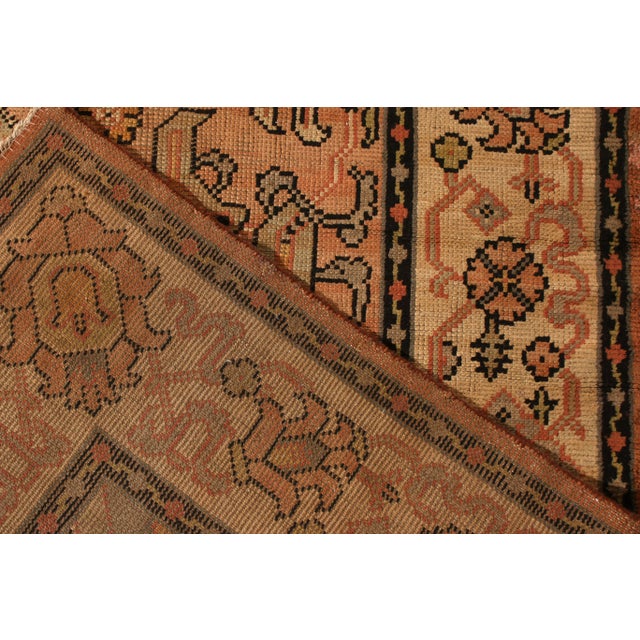 1920s Hand Knotted Antique Oushak Style Rug in Blue and Pink Medallion Style For Sale - Image 5 of 5