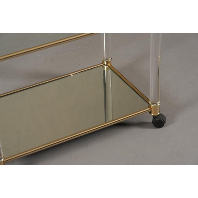 Vintage Brass and Acrylic Serving Trolley, France, 1960s For Sale - Image 4 of 9