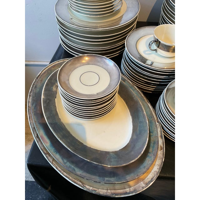 1940s Johann Haviland Bavaria Sterling Rimmed Dishes - 132 Pieces For Sale - Image 9 of 12