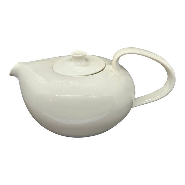 Russel Wright Iroquois Casual China Teapot Vintage Mid-Century Modern White For Sale