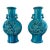 Pair Vintage Chinese Turquoise Glazed Vases, 8.5” High For Sale