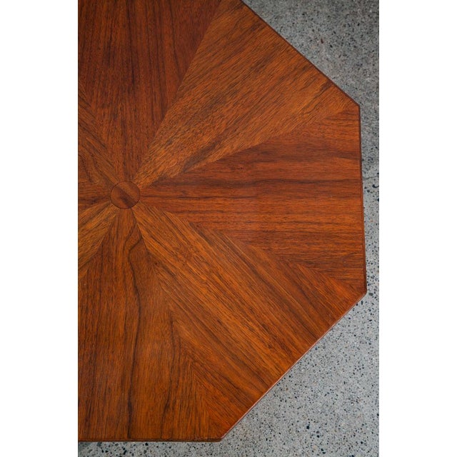 Wood 1960s Mid Century Modern End Table Side Lane Octogon Nightstand Danish Walnut MCM 60s For Sale - Image 7 of 11