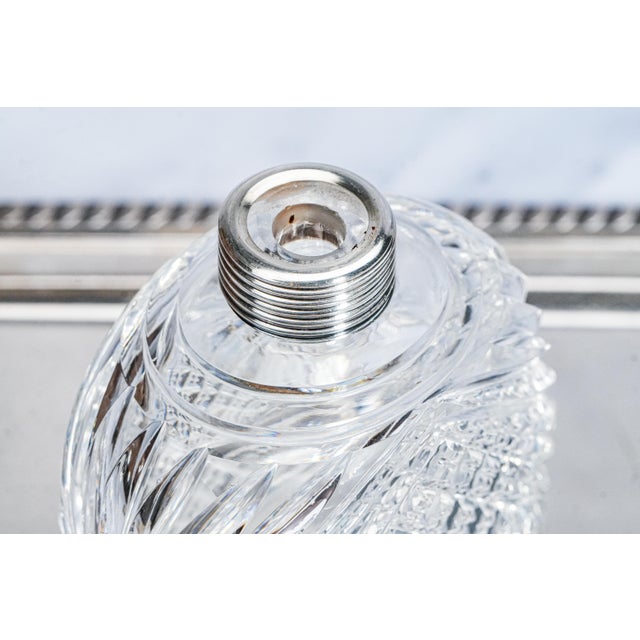 Silver Stunning Edwardian Antique Cut Crystal Perfume Cologne Bottle Sterling Silver Lid Antique Luxury Home Vanity Dressing Table Décor For Sale - Image 8 of 16
