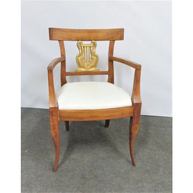 Wood Early 20th Century Biedermeier Style Gilt Swan Arm Chair For Sale - Image 7 of 7