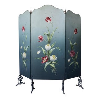 Art Nouveau Hand-Painted Fireplace Screen, 1920s For Sale