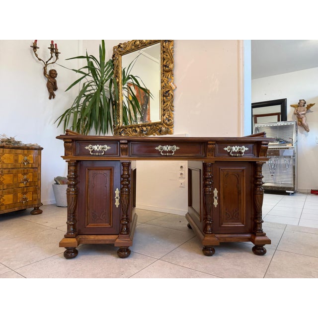 Gründerzeit Column Desk in Walnut For Sale - Image 5 of 18