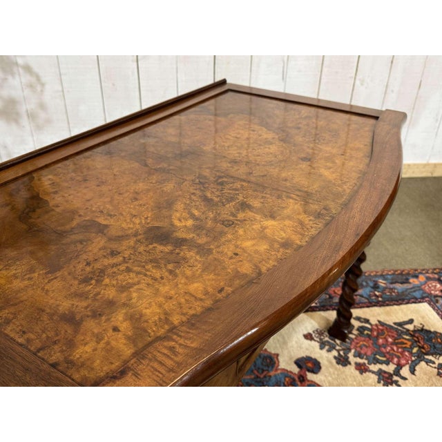 Antique English Burr Walnut Desk, 1900s For Sale - Image 9 of 14