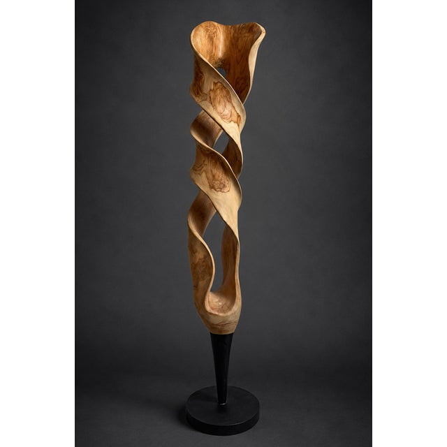 Twisting Mahogany Wood Sculpture on Stand For Sale In Los Angeles - Image 6 of 6