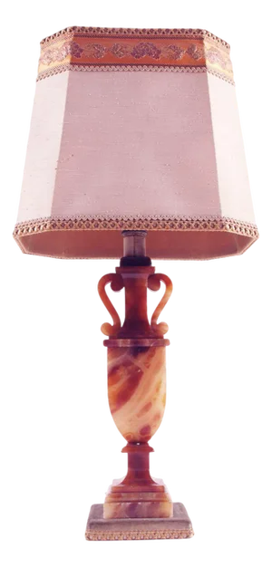 Mid-Century Modern Art Deco Table Lamp in Red Alabaster with Damask Lampshade, 1930s