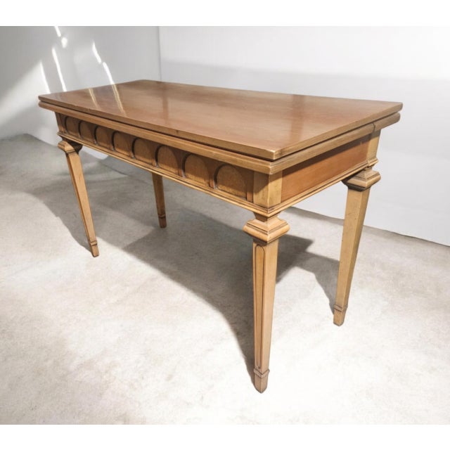 Vintage Mid Century Italian Provincial Cherry Console/ Extending Dining Table For Sale - Image 6 of 9