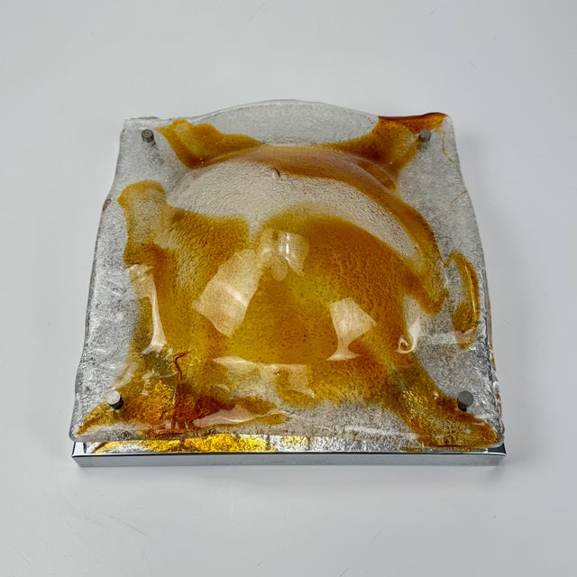 Silver Large Mid-Century Flush Mount Lamp by Toni Zuccheri for Mazzega, Italy, 1970s For Sale - Image 8 of 9