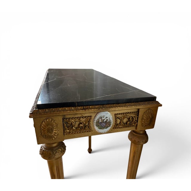 Antique French Louis XVI Style Marble Top Gilt Console Table For Sale - Image 10 of 10