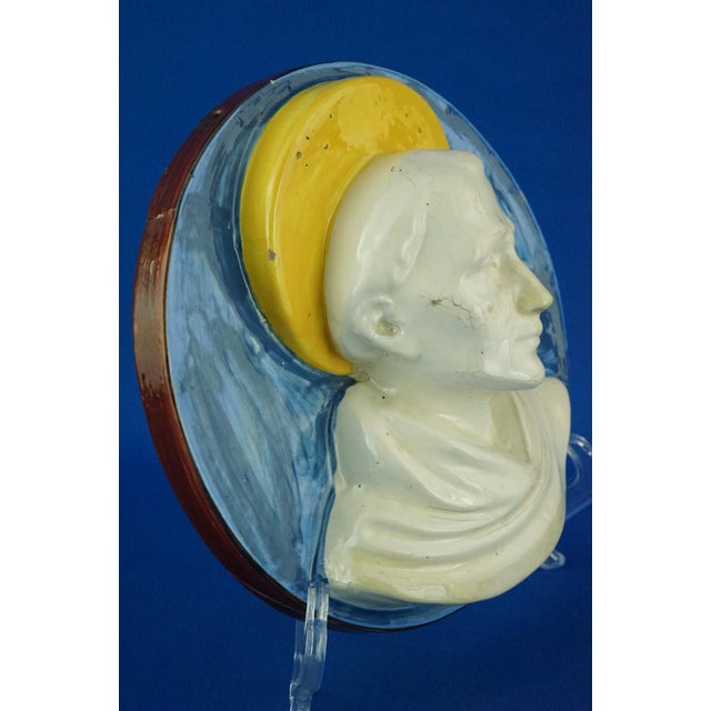 Ceramic Sculpture Medallion Plaque of Saint Francis, 1930s For Sale - Image 12 of 18