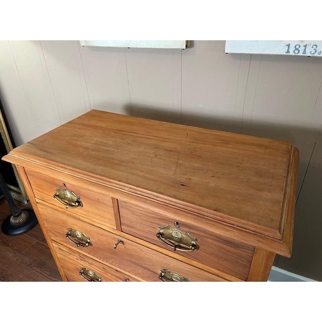Antique English Country Pine Chest of Drawers 5 Drawer Dresser C1920 For Sale - Image 11 of 18