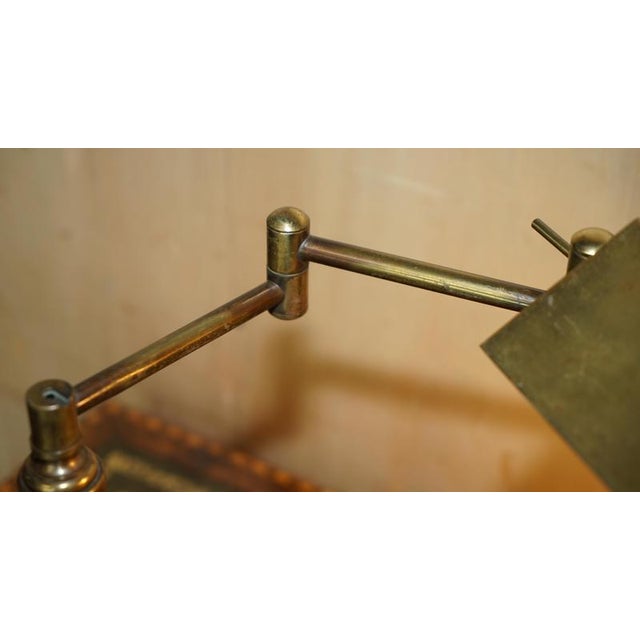 Large Very Heavy Original Ragot France Gilt Bronze Articulated Bankers Lamp, 1950 For Sale - Image 9 of 13