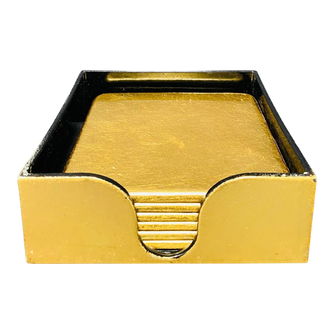 Mid-20th Century Hollywood Regency Square Gold Leaf and Black Lacquer ...