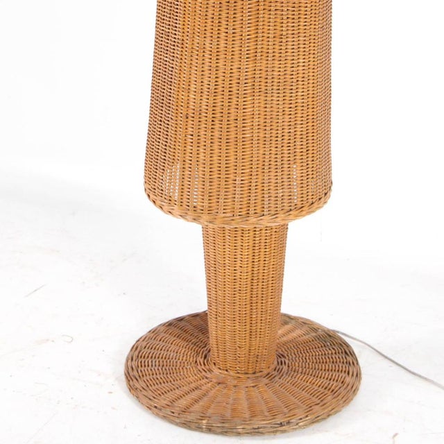 Large Wicker Floor Lamp, 1970s For Sale - Image 3 of 8