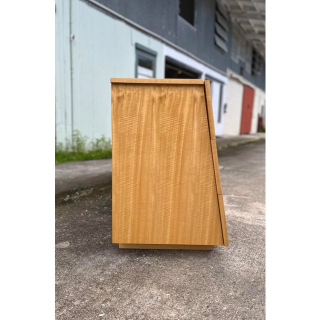 Wood Italian Mid Century Modern Lowboy Dresser With Oblique Tapered Façade | Giorgio Collection Italy For Sale - Image 7 of 13