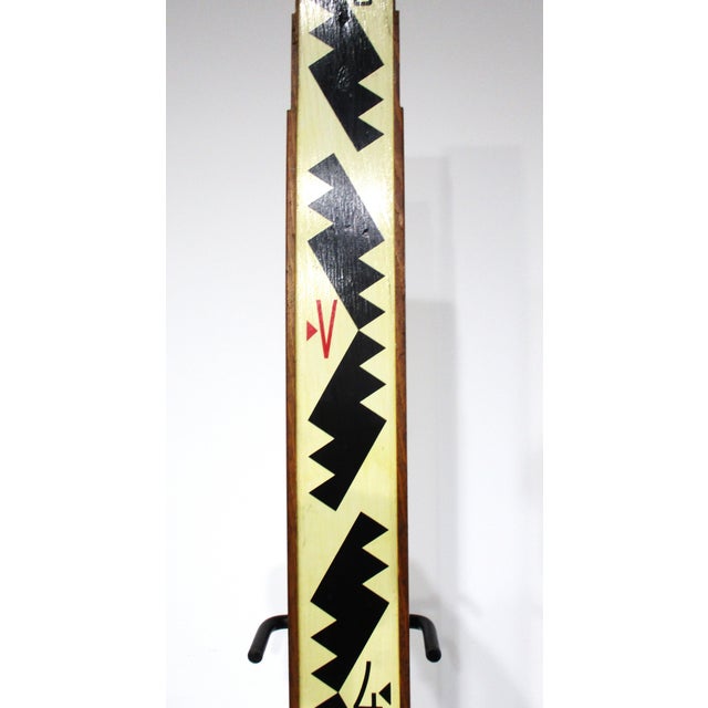 Wpa Folk Art Styled Survey Stick With Wrought Iron Stand (A) For Sale - Image 4 of 11