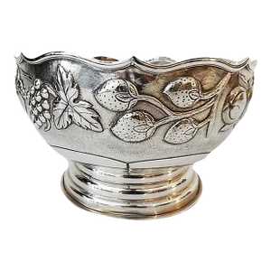 Old Repousse Silver Bowl Marked