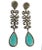 1980s Vintage Sterling Silver and Marcasite Earrings With Turquoise Stone 2.75" Long For Sale - Image 5 of 6