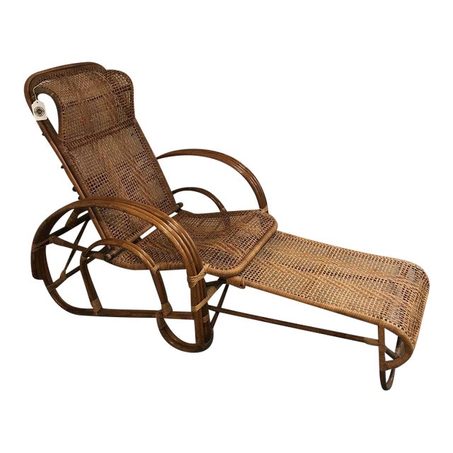 Vintage Boho Chic Rattan Lounger Chairish