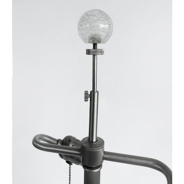 1980s 1980s Italian Seguso Silver-Infused Blown Murano Glass Floor Lamp With Fabric Shade For Sale - Image 5 of 10