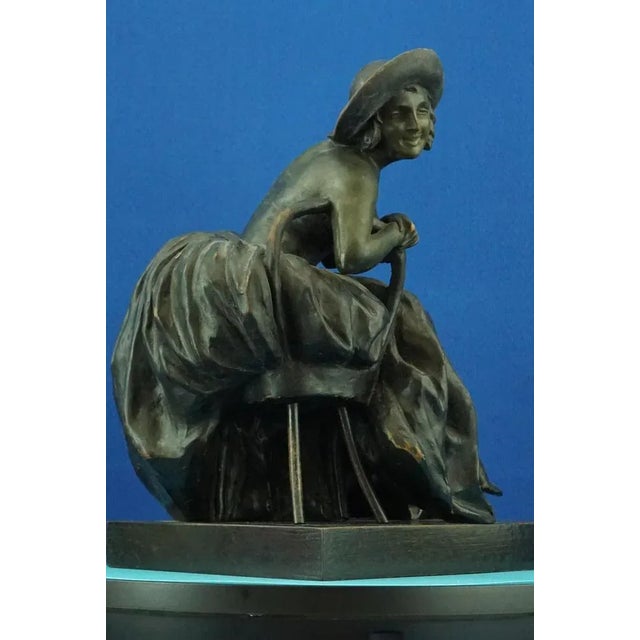 Art Nouveau Ceramic Sculpture Depicting a Lady on a Thonet Chair by Guido Cacciapuoti, Naples, Italy, Early 1900s For Sale - Image 16 of 18