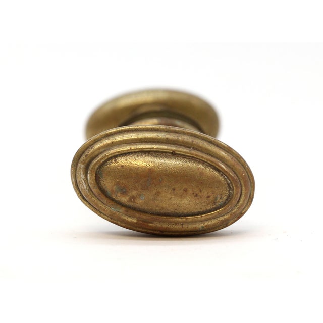 Traditional Vintage Concentric Bronze Oval Entry Door Knobs For Sale - Image 3 of 3