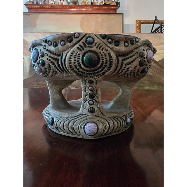 Ceramic Antique Art Nouveau Amphora Big Jewel Centerpiece For Sale - Image 7 of 9