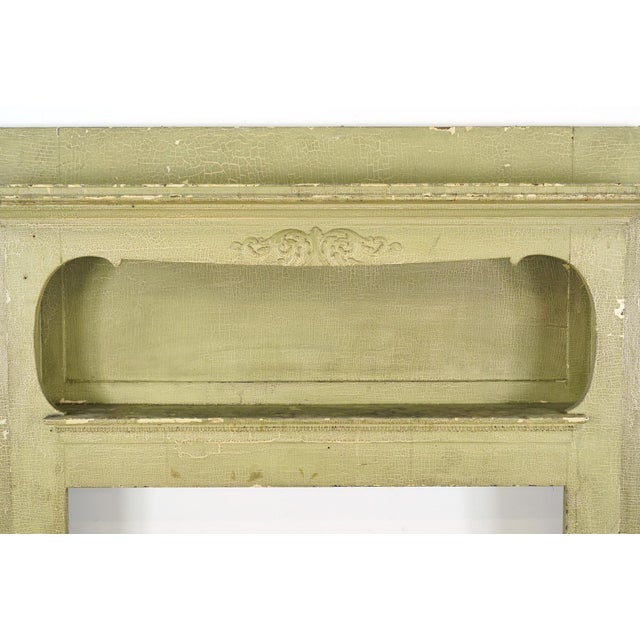 Reclaimed Green Crackled Wooden Fireplace Mantel For Sale - Image 4 of 8