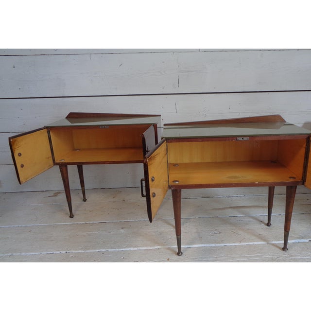 Art Deco Bedside Tables in Briar Brass and Glass, 1950s, Set of 2 For Sale - Image 15 of 18