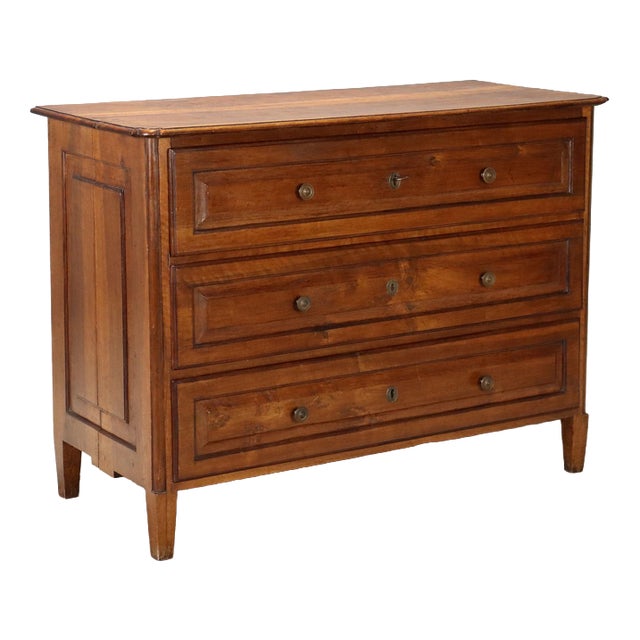 Antique Late 18th Century Chest of Drawers in Walnut and Bronze, Italy For Sale