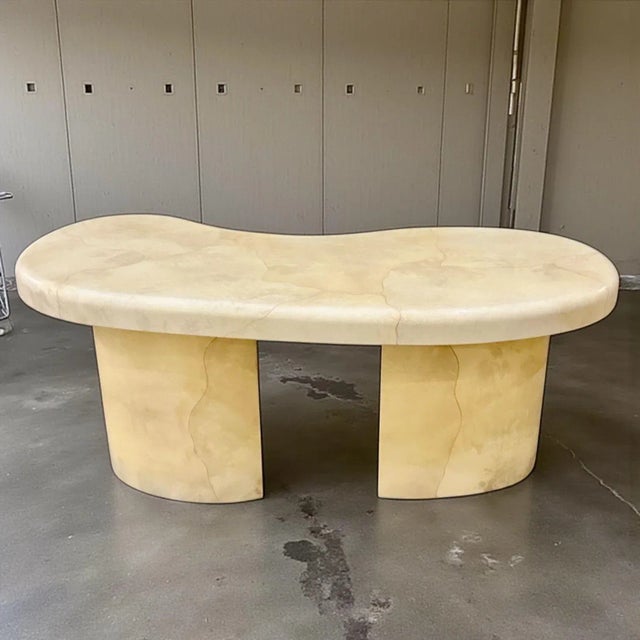 Karl Springer Goatskin Freeform Desk, 1988 For Sale - Image 9 of 12