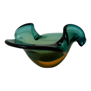 Italian Sommerso Teal-and-Honey, Sculptural Art Glass Bowl — Detroit Modern Archive