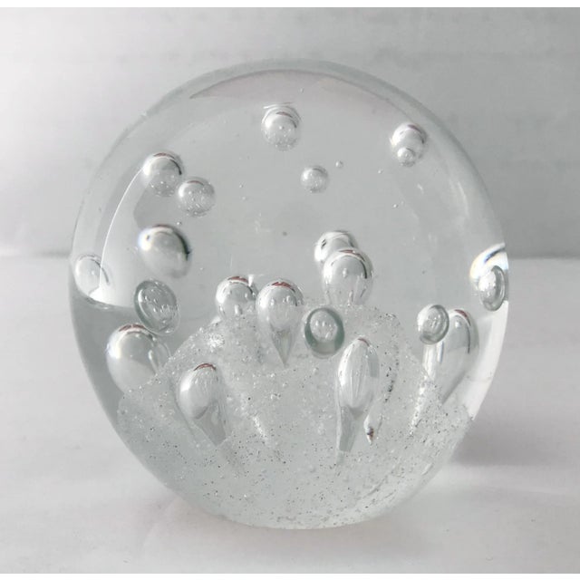 Vintage Italian clear Murano glass paperweight hand blown with bollicine technique / Made in Italy, circa 1960s Measures:...