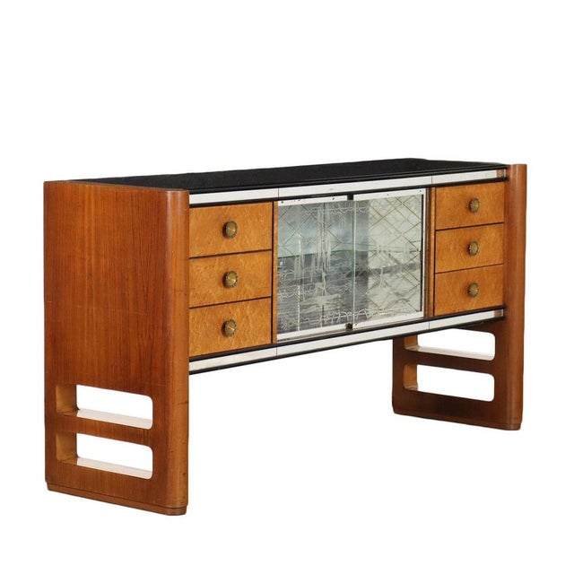 Vintage Walnut and Brass Cabinet from Palazzi Dellarte Cantù, Italy, 1940s For Sale - Image 14 of 14
