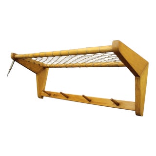 Mid-Century Wall Mounted Coat Rack and Shelf, Czechoslovakia, 1950s For Sale