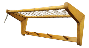Mid-Century Wall Mounted Coat Rack and Shelf, Czechoslovakia, 1950s
